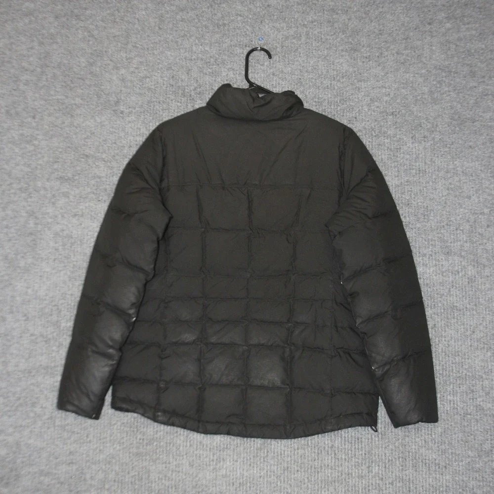 LL Bean Down Puffer Jacket Womens M Black Good Quilted Full‎ Zip Snap 295967